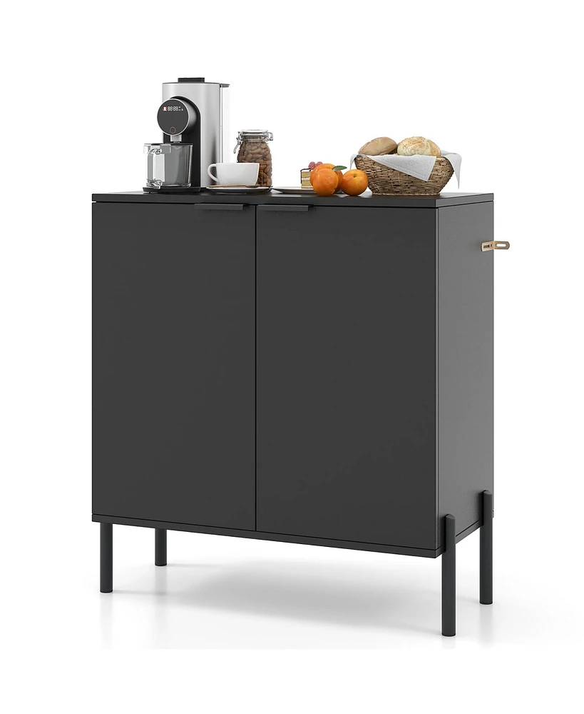 Gymax 2-Door Buffet Cabinet Sideboard Cabinet w/ Shelf Metal Legs & Anti-Tipping Kits