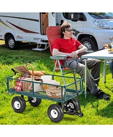 Sugift Heavy Duty Garden Utility Cart Wagon Wheelbarrow