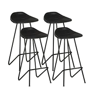 vidaXL Bar Stools 4 pcs Black Real Leather