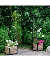 Costway Garden Arch Arbor Trellis Pergola 7.5 ft Metal Archway for Climbing Plants Party