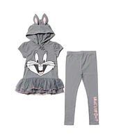 Looney Tunes Toddler Girls Bugs Bunny Cosplay T-Shirt Dress and Leggings Outfit Set to