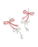 Coach Faux Cultivated Pearl Signature Bowtique Double Drop Earrings