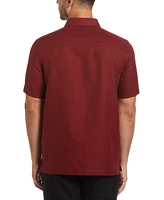 Cubavera Men's Linen Blend Yarn Dyed Short Sleeve Button-Down Panel Shirt