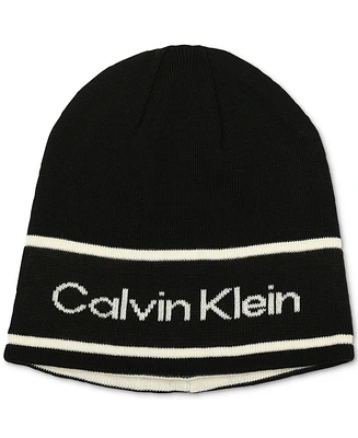 Calvin Klein Men's Jacquard Stripe Logo Beanie