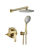 Boyel Living 5-Spray Patterns with 2.66 Gpm 9 in. Wall Mount Dual Shower Heads with Pressure Balance Round-In Valve