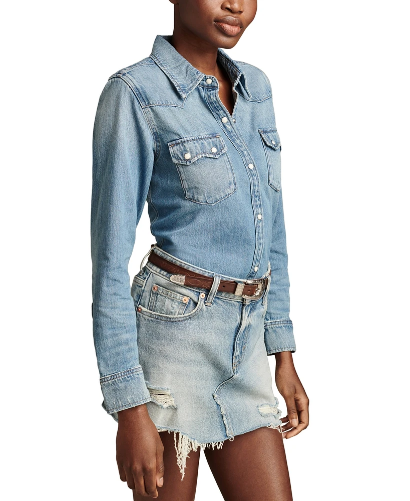 Lucky Brand Women's Denim Western Shirt