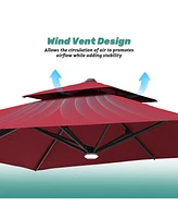 Boyel Living 10ft Aluminum and Steel Cantilever Led Outdoor Patio Umbrella With Base