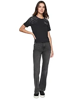 Karl Lagerfeld Paris Women's Rhinestone-Trim T-Shirt