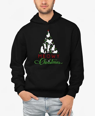 La Pop Art Men's Meowy Christmas Tree Word Hooded Sweatshirt