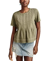 Lucky Brand Women's Stitched Down Pleated Peplum Top