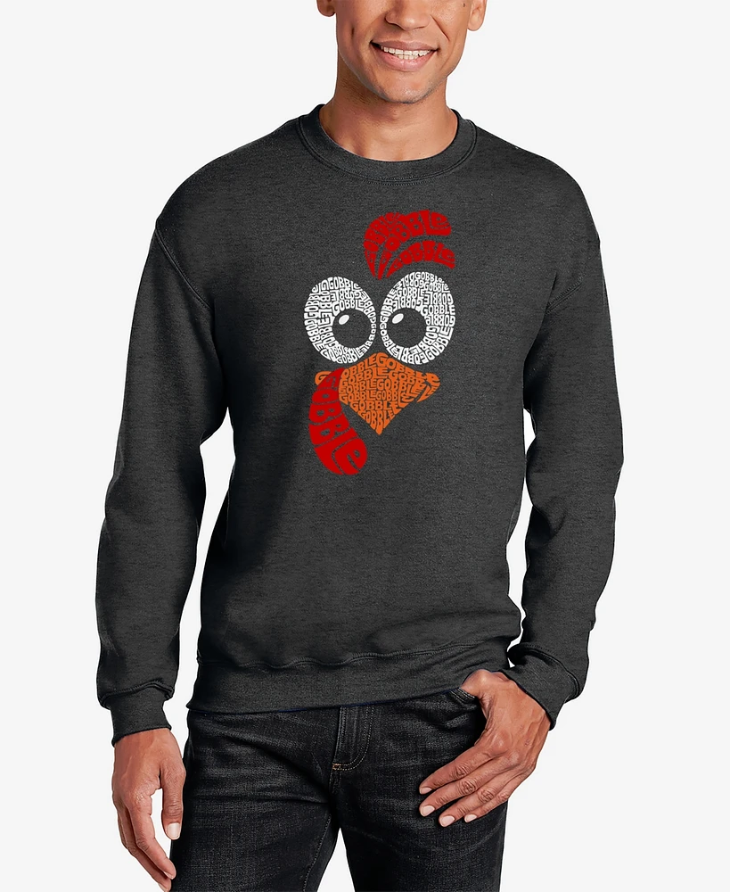 La Pop Art Men's Turkey Face Word Crewneck Sweatshirt