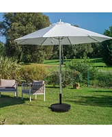 Givimo 50 Lbs Patio Wicker Style Resin Umbrella Base Stand Heavy Duty with Wheels
