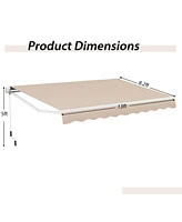 Givimo 13 × 8 Feet Retractable Patio Awning Aluminum Deck Sunshade-Beige