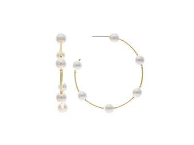 Rivka Friedman Beaded Pearl Hoop Earrings