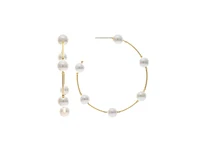 Rivka Friedman Beaded Pearl Hoop Earrings