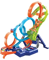 Hot Wheels Action 4-Loop Crash Out Track with Toy Car - Multi