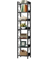 Tribesigns 78.7 Inch Extra Tall Narrow Bookshelf, 7 Tier Skinny Bookcase for Small Spaces, Freestanding Display Shelves, Multifunctional Corner Storag