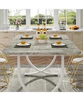 Tribesigns Rectangular Dining Table for 4, 63 Inches Modern Kitchen with Faux Marble Top and Metal Legs Room,