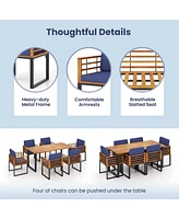 Costway 7pcs Patio Acacia Wood Dining Chair & Table Set Heavy-Duty Space-Saving Outdoor