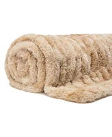 Chanasya Premium Ruched Faux Fur Throw Blanket - Luxurious, Soft Reversible Mink Blanket - 108" x 86” (King Size) - Dark Gray