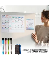 Zulay Kitchen Magnetic Dry Erase Calendar Whiteboard Kit For Fridge