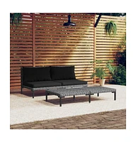 vidaXL 3 Piece Patio Lounge Set Dark Gray Half Round Poly Rattan