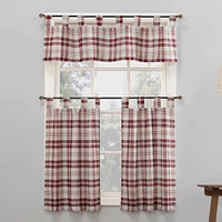 No. 918 Blair Farmhouse Plaid Semi-Sheer Tab Top Kitchen Curtain Valance