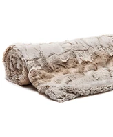 Chanasya Premium Faux Fur Ombre Throw Blanket - Super Soft, Lightweight Minky Blanket with Fuzzy Sherpa Side - Queen Size - Brown