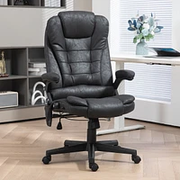 6 Point Vibrating Massage Office Chair with Lumbar Heat Black