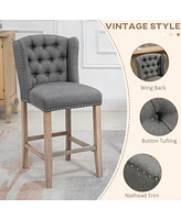 Counter Height Bar Stools Set of 2 with Wood Legs