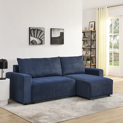 Streamdale Furniture Modular Corduroy 3-Seater Sofa Bed with Storage