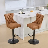 Retro & Adjustable Pu Swivel Barstools (Orange, 2-Pack)
