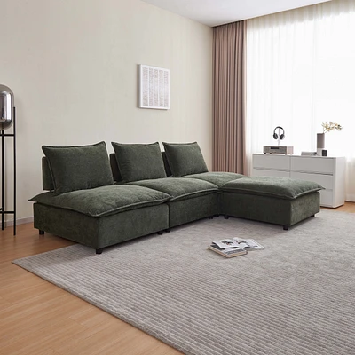 Simplie Fun Modern L-Shaped Sectional Sofa with Ottoman