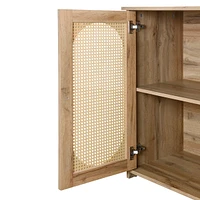 Retro 3-Door Sideboard with Rattan Doors and Metal Handles