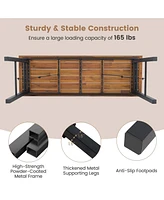 Costway Folding Picnic Table & Bench Set Dining Table with Metal Frame for 4 or 6 Persons