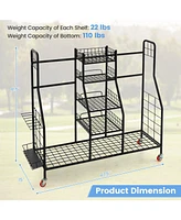Givimo Double Golf Bag Rack with Removable Golf Club Stand and Wheels