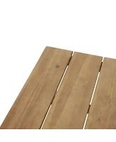 Acacia Wood Outdoor Coffee Table, Light Brown, 14" H X 23.5" W X 39.5" L