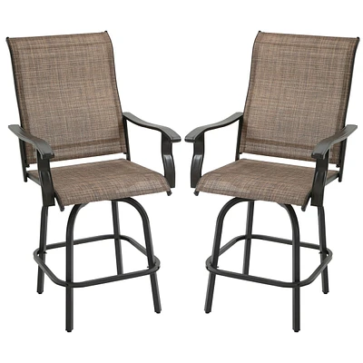 Streamdale Furniture Outdoor Swivel Bar Stools with Armrests (Brown, Set of 2)