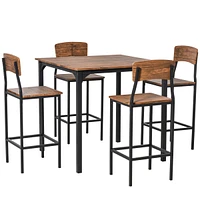 Streamdale Furniture Industrial Counter Height Table Set for 4 with Footrest