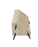 Simplie Fun Corner Cabinet with Rattan Door for Small Spaces