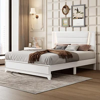 Queen Upholstered Bed with Led Lights and Sparkling Decor
