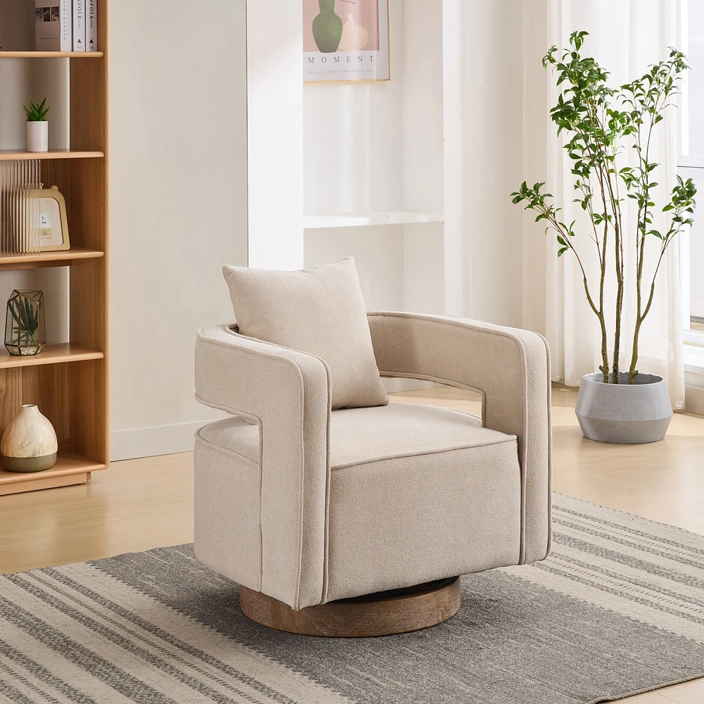 Simplie Fun Beige Swivel Accent Chair for Modern & Comfy Seating