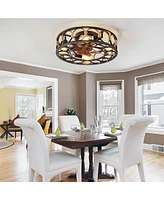 Caged Ceiling Fan with Lights and Remote