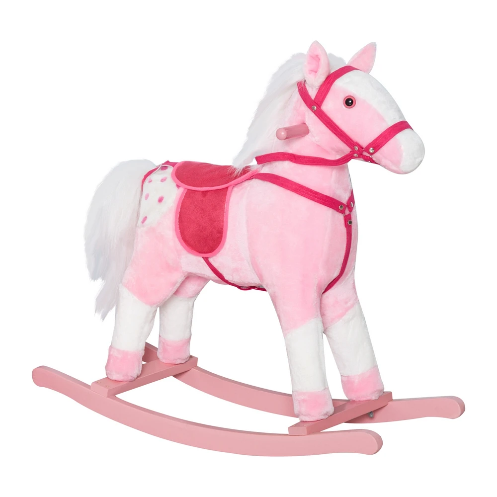 Streamdale Furniture Plush Rocking Pony with Realistic Sounds, Pink