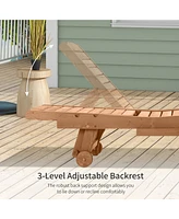 Chaise Lounge Pool Chair with Table and Wheels
