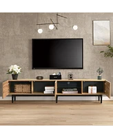 Streamdale Furniture Modern Media Console with Open Shelves, Led Light, and Drop-Down Door