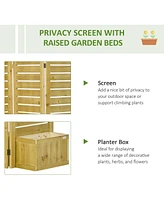 Streamdale Furniture Freestanding Outdoor Privacy Screen, 4 Self-Draining Planters / Raised Garden Beds