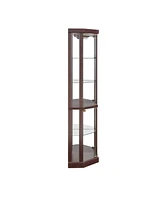 Streamdale Furniture Corner Curio Cabinet with Lights: Dark Cherry