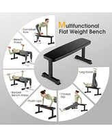 Flat Weight Bench 660 Lbs Heavy Duty Strength Training Bench-Black