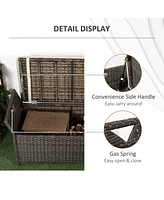 27 Gallon Patio Storage Bench: Wicker, Red, Rectangle